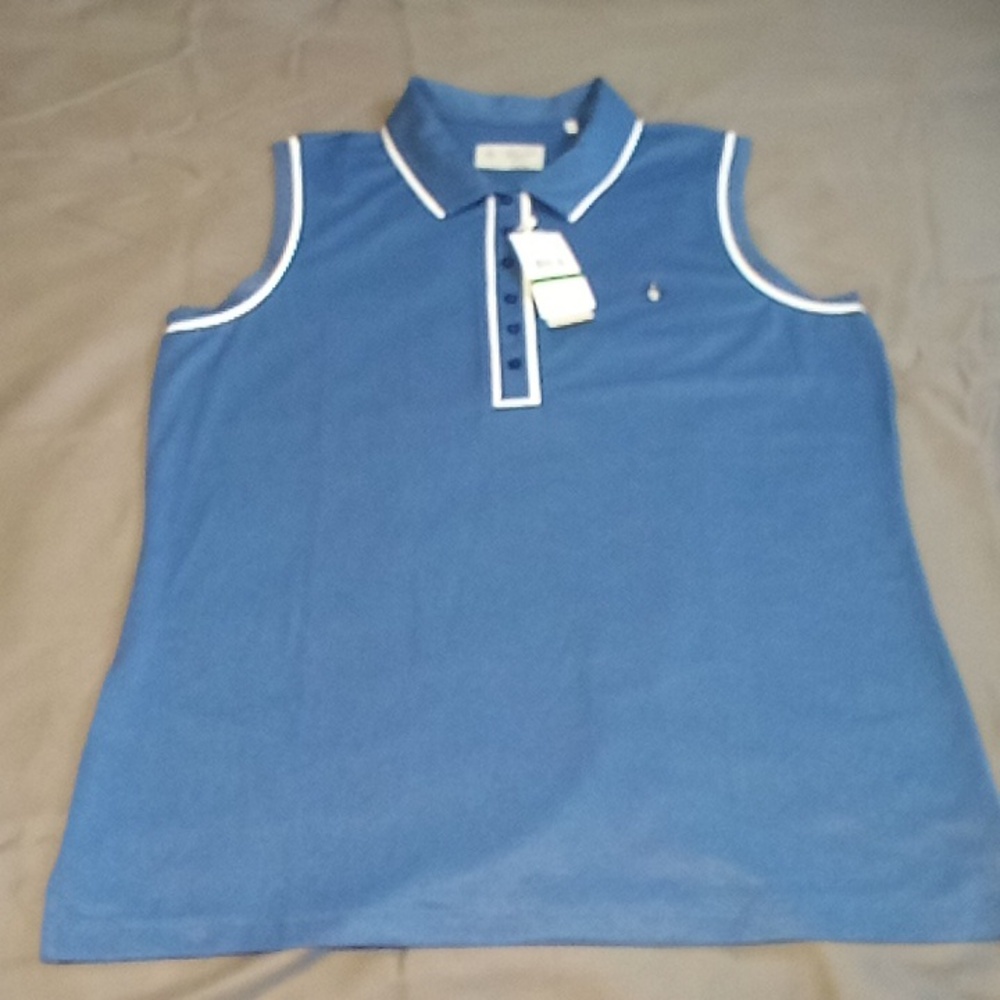 Blue Sleeveless Gold Tennis Polo Shirt By Original Penguin Size Large
